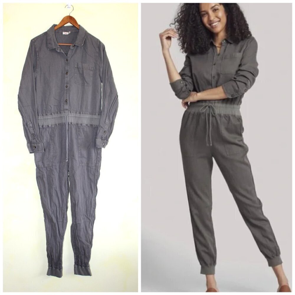 FAHERTY Arlie Day Women's Jumpsuit Surplus Green Size Large Elastic Waistband